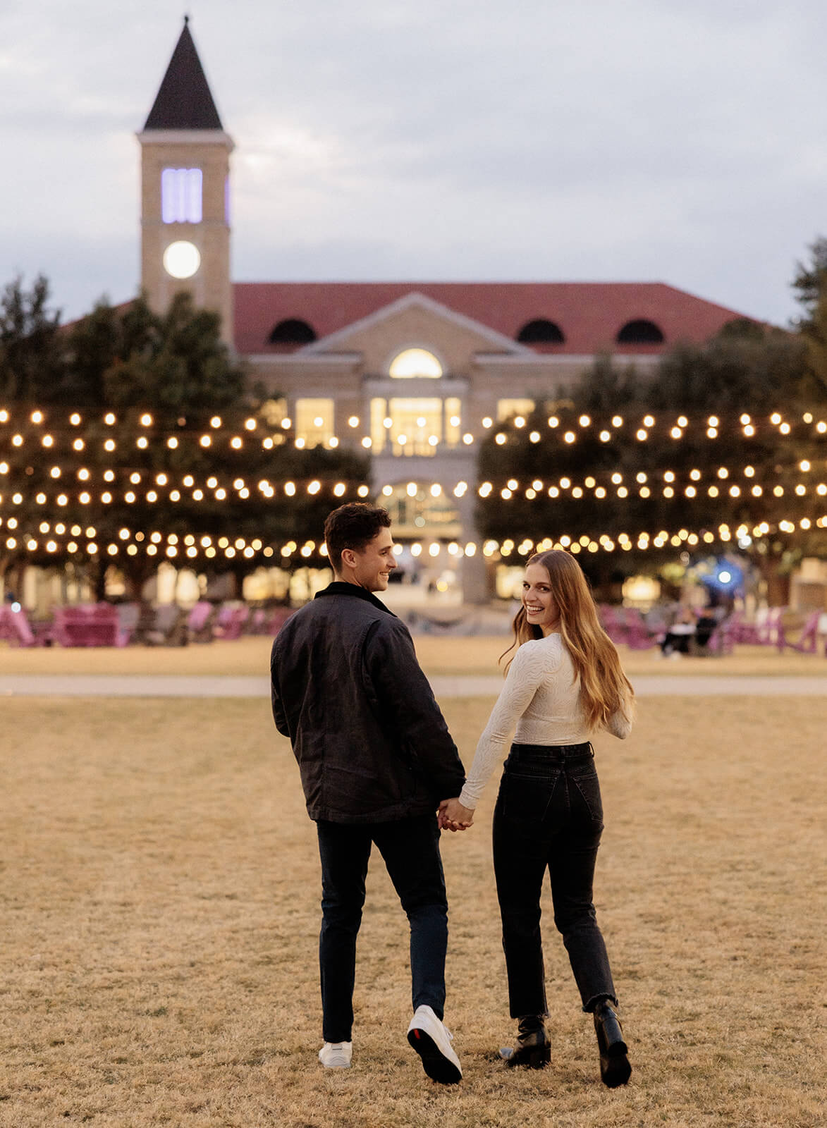 Couple holding hands and walking away | Texas Christian University Proposal