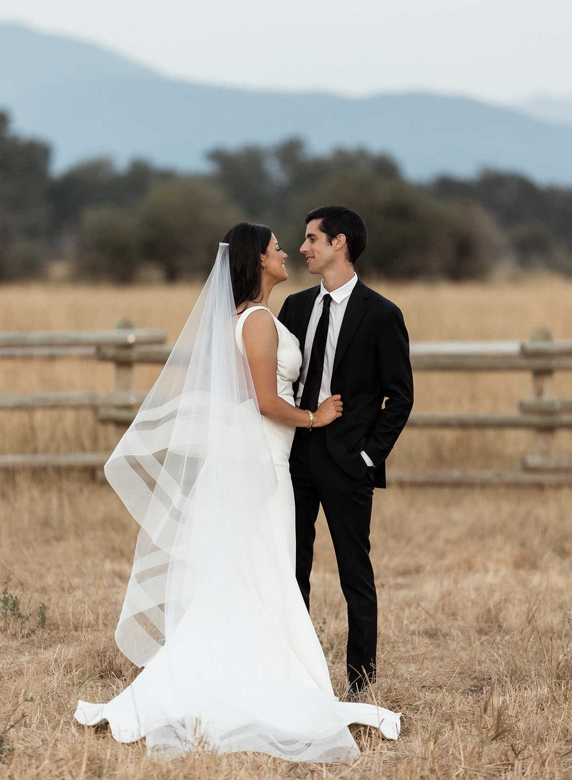 Golden hour wedding portraits at Firelight Farm