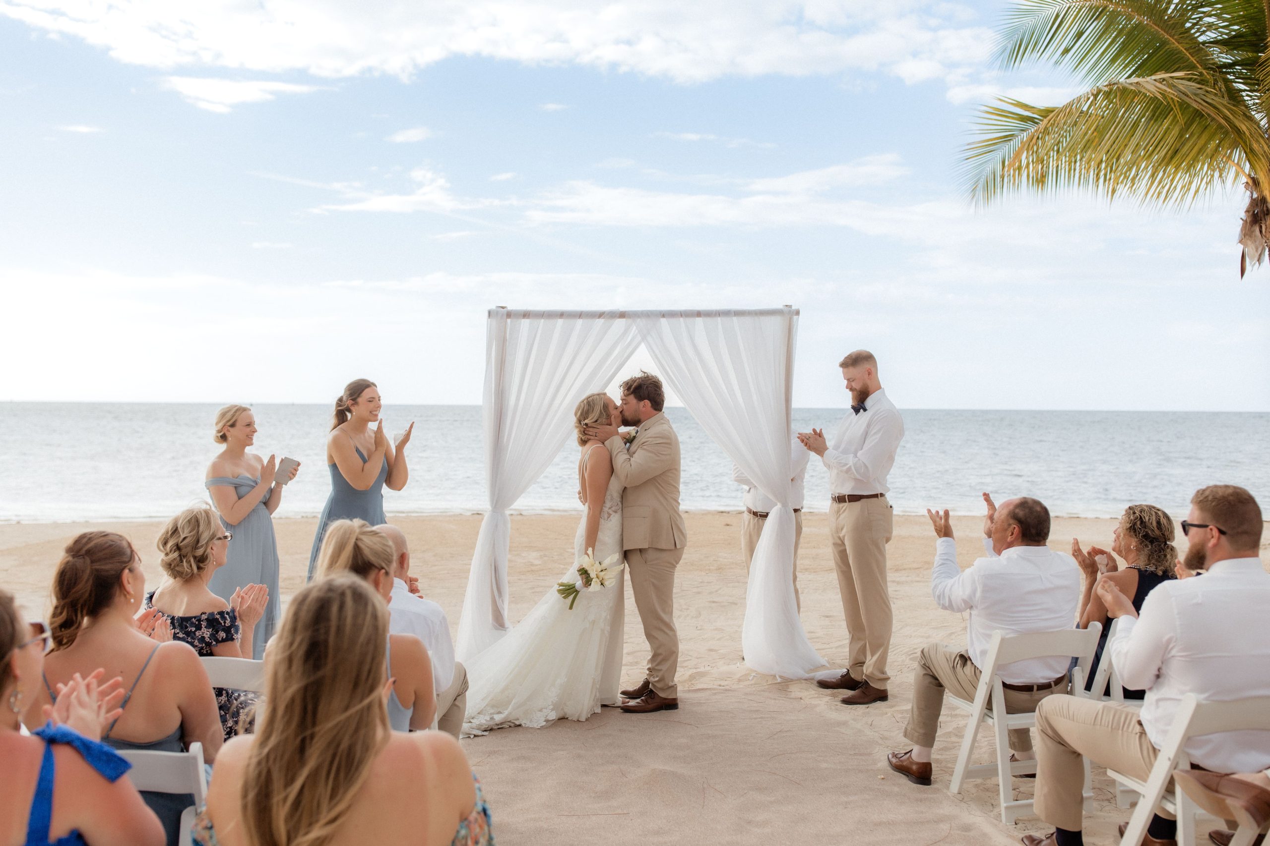 Bride and groom kiss during their Montego Bay destination wedding in Jamaica