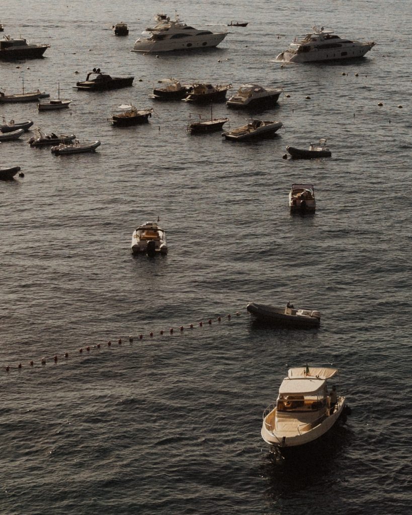 Boats in the water along the Amalfi Coast