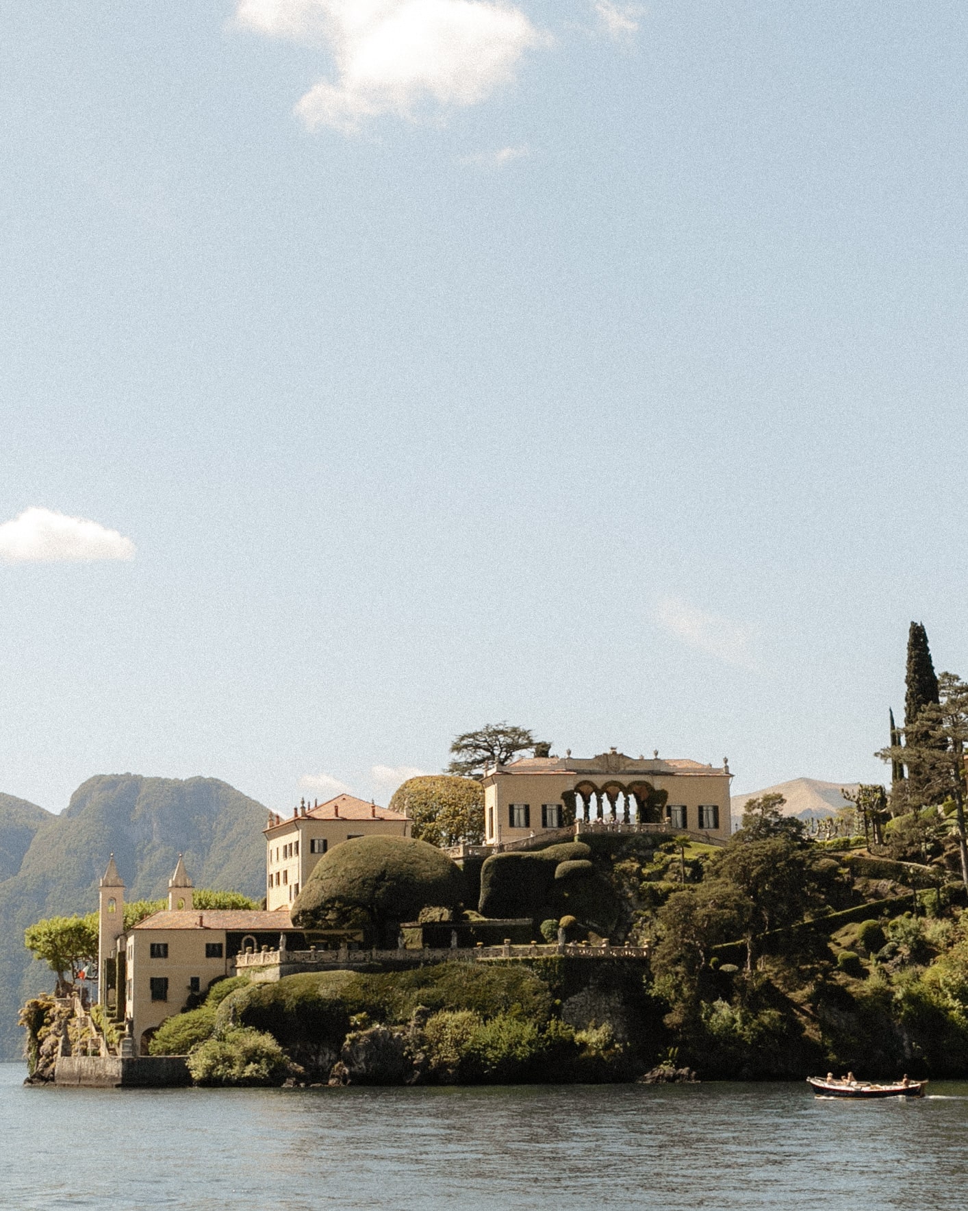 Villa sitting atop a hill on the shore of Lake Como, Italy