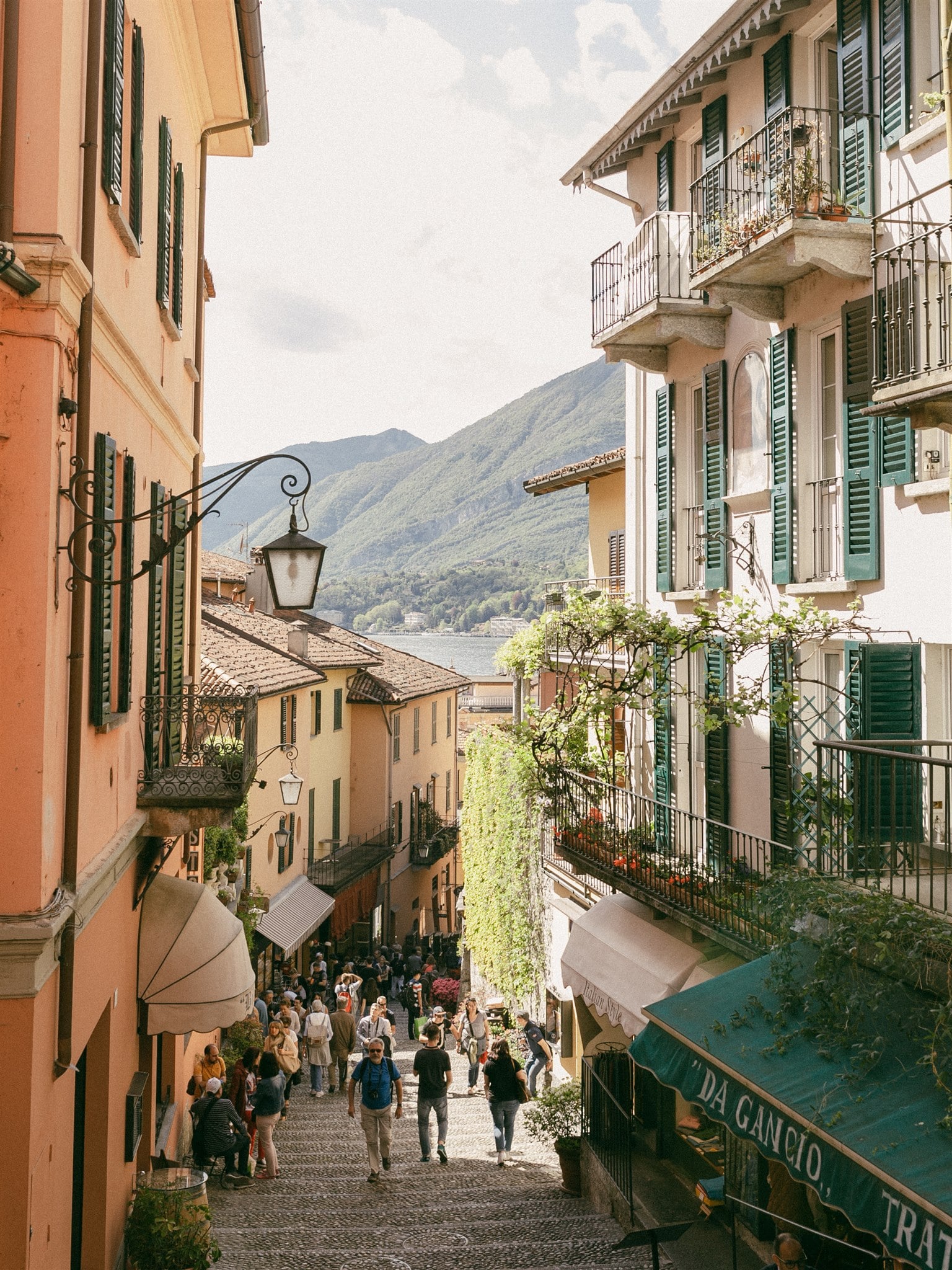 Pedestrians walking the streets of Lake Como, Italy