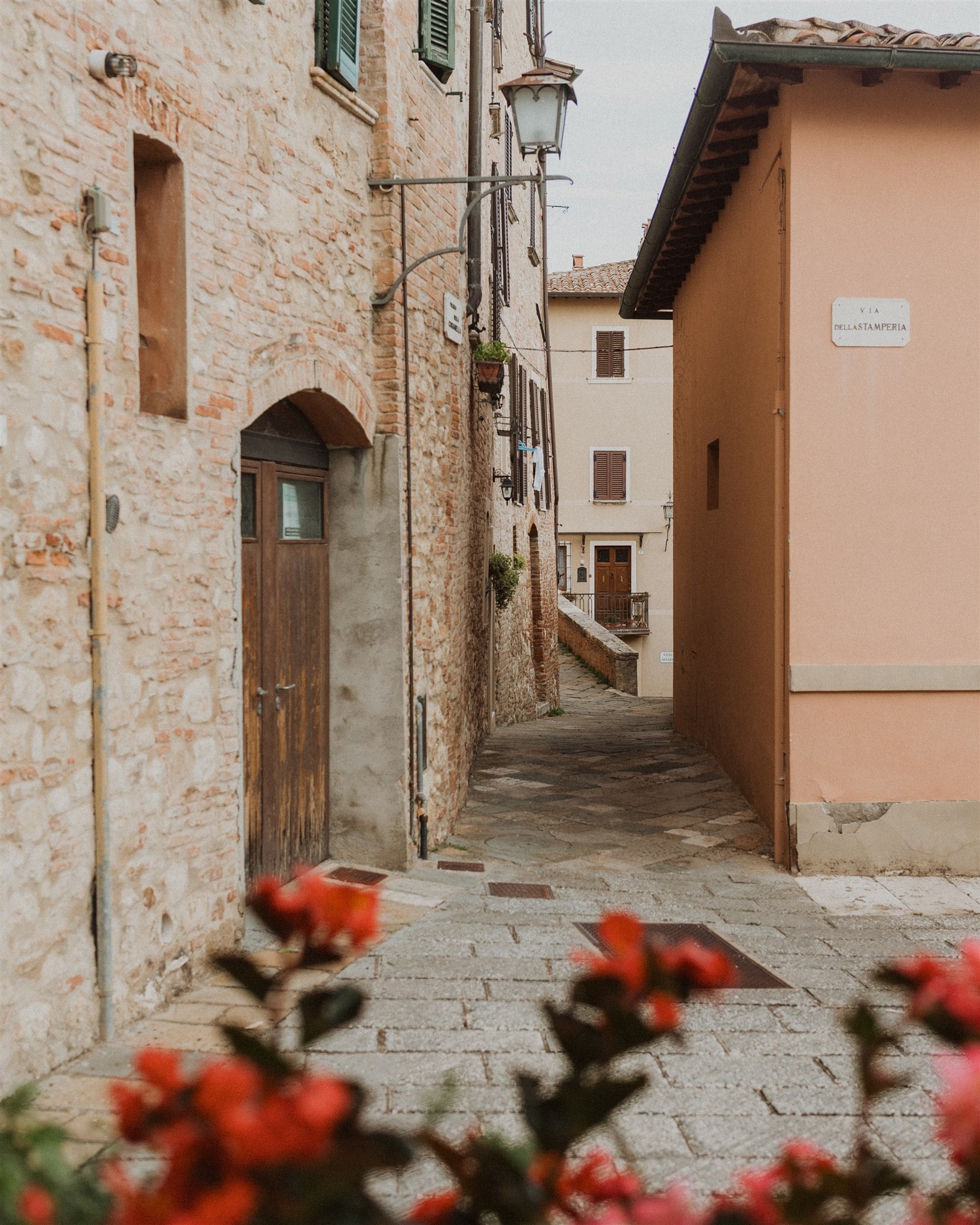 Cobblestone streets of Tuscany, Italy