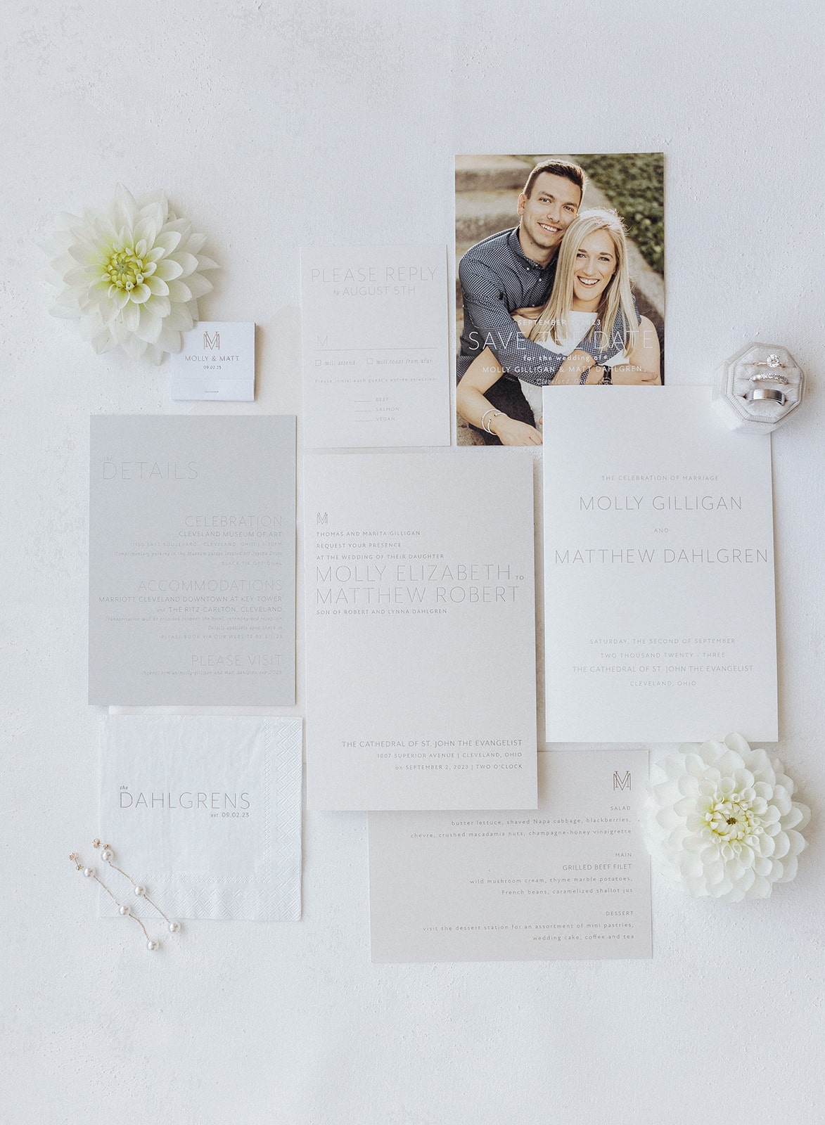 White luxury wedding invitation suite 